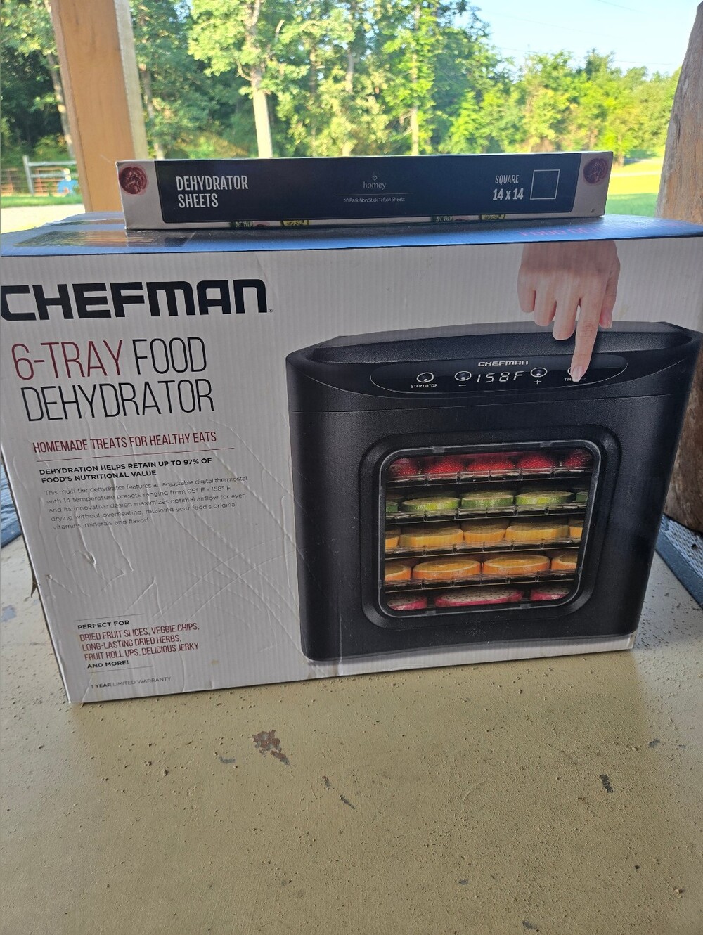 Chefman 6 Tray Food  Dehydrator And Sheets - New In Box!